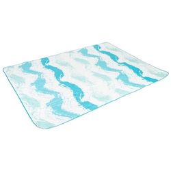 AKTIVE 62412 Strandmat, gewatteerd, 200 x 150 cm, waterdicht, opvouwbaar en licht, voor camping, picknick en outdoor, blauw