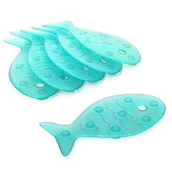 TATAY 5515003 - conjunto de 6 autocolantes antiderrapantes para duche ou banheira, design de peixes, cor turquesa