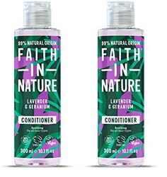 Faith In Nature 300ml Natural Lavender & Geranium Conditioner, Soothing, Vegan & Cruelty Free, No SLS or Parabens, For Normal to Dry Hair (Pack of 2)