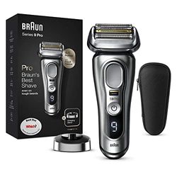 Braun Series 9 Pro Electric Shaver With 4+1 Head, Electric Razor for Men with ProLift Trimmer, Charging Stand & Travel Case, Sonic Technology, UK 2 Pin Plug, 9417s, Silver, Rated Which? Best On Test