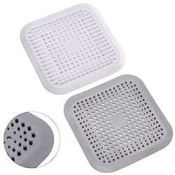 Alyvisun 2Pcs Silicone Raccogli Capelli Doccia con Ventosa, Filtro per Capelli Protezione Scarico, Universale Filtro di Scarico Anti Capelli per Cucina, Bagno (Bianco + Grigio)