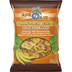 Afroase Chips di banana dolce pacco da 20 x 80 gr