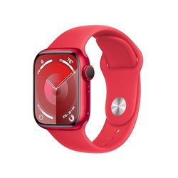 Apple Watch Series 9 (GPS 41 mm) Smartwatch - Kast van (PRODUCT) RED aluminium - (PRODUCT) RED sportbandje M/L. Conditie bijhouden, Saturatie-app en Ecg-app, Always-on Retina-display, waterbestendig