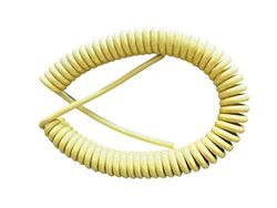 Prolongación de manguera rizada 3x1mm, 5 metros, enrollado en 50 cm, ideal para uso en jardinería y conexión de accesorios.