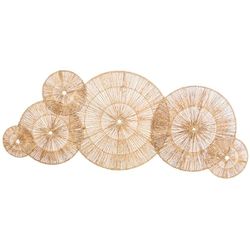 Alexandra House Living Décoration murale en rotin fibre naturelle Cercles 115 x 45 x 0,5 cm