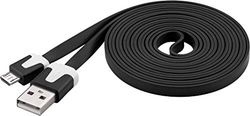 PremiumCord Cable de Conexión USB - Micro USB Plano PVC 2m, A Macho a Micro B Macho, Cable de Datos 2.0 de Alta Velocidad, 2x Blindados, AWG28, Negro
