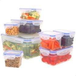 AKTIVE 16560 Max Home Pack 8 recipientes herméticos plástico, tamaños de 0.2 L a 4.5 L, Cierre hermético, Plástico sin BPA, para líquidos y alimentos frescos, Apto para congelador y microondas