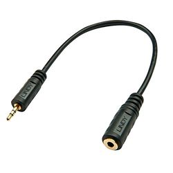 Lindy 35698 Premium Audio Kabel Klinkenstecker 2,5 mm Klinke männlich auf 3,5 mm weiblich, 20 cm