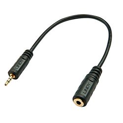 LINDY 35698 Premium audiokabel jack 2, 5 mm jack mannelijk op 3, 5 mm vrouwelijk, 30 cm