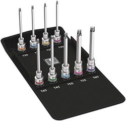 Wera, 8767 C TORX HF 3 Kit Zyklop di inserti-bussola, per viti TORX, con funzione di ritegno, 9 pezzi