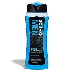 Amazon Brand - Solimo 3-in-1 Men Sport 24-Hour-Freshness Shower Gel For Hair, Face & Body, Fresh Scent, 400 ml