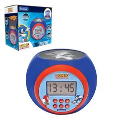 Lexibook, Sonic The Hedgehog, Projectieklok met alarm- en snoozefunctie, nachtlampje met timer, LCD-scherm, op batterijen, Blauw, RL977SN