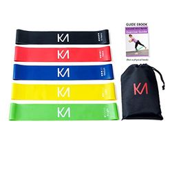 EZKAMI Resistance Bands, Oefenbanden voor Booty, Crossfit, Stretching, Strength Training, Physical Therapy, Home Fitness, Workout Bands, Set van 5, 30 x 5 cm, Zwart, Rood, Blauw, Geel, Groen
