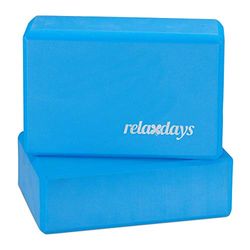 Relaxdays yogablok, set van 2, foam blok voor yoga en fitnessoefeningen, schuim, antislip, HBD: 8x23x15 cm, blauw