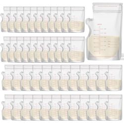 HORJOR 55 st förvaringspåsar för bröstmjölk, 237 ml, engångsmjölkförvaringspåsar med Easy Pour Pip, för amning, 250 ml frysfria förvaringspåsar för kylning