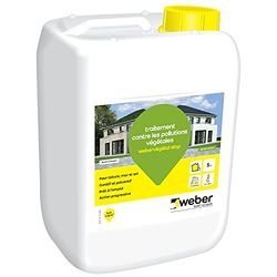 Nettoyant Façades contres les pollutions végétales, traitement curatif et préventif, prêt à l'emploi, 5L, Végétal Stop, WEBER