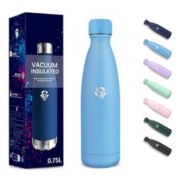 Borraccia Termica, 750 ml Senza BPA, Borraccia, Isolamento Sottovuoto a Doppia Parete, Borracce Acciaio Inox, 304 Acciaio Inossidabile, Bottiglia Termica per Cucina, Campeggio, Palestra - Blu cielo