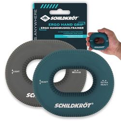 Schildkröt Ergo Entrenador de Mano, Juego de 2, Anillo de Silicona para Entrenamiento del Antebrazo y Mano, 4 Niveles de Resistencia