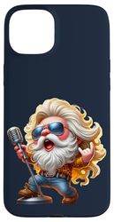 Hardrock Singer Gnome Dad Hippie Rock Decor For Rocker Mom Custodia per iPhone 15 Plus