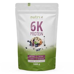 Nutri + 6K Poudre de protéines végétaliennes - Muffin aux myrtilles - sachet de 1 kg - six composants protéiques - avec d'isolat de protéines de pois