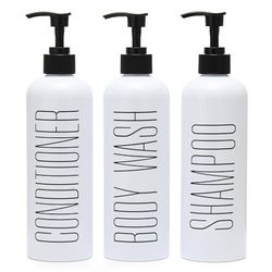 HOMCDALY Lot de 3 distributeurs de shampooing et d'après-shampoing Rechargeables de 473,6 g - Bouteilles de shampooing vides - Distributeur de shampooing pour Le Corps - Blanc