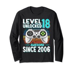 level 18 unlocked compleanno 18 anni regalo 18 anni maschio Maglia a Manica