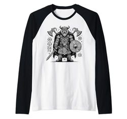 Oso Vikingo Guerrero Odin Berserker Oso Nórdico Guerrero Camiseta Manga Raglan