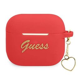 Guess GUA3LSCHSR Case for AirPods 3 Cover Red Silicone Charm Heart Collection
