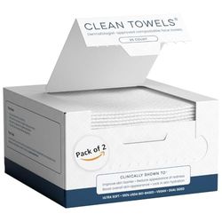 Clean Skin Club Clean Towels, 100% USDA Biobased Dermatologist Approved Face Towel, Disposable Clinically Tested Face Towelette, Facial Washcloth, Makeup Remover Dry Wipes, Ultra Soft (2 pack)