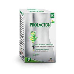 PROLACTON Probioticos y Prebioticos REFUERZO DEL SISTEMA INMUNE - 12 Mil Millones de Lactobacillus y Bifidobacterias VIABLES con Capacidad de Colonización de la Superficie Intestinal – 30 Capsulas