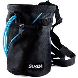 Sukoa - Borsa per gesso per arrampicata su roccia, secchiello per gessetti bouldering con cintura a clip rapida e 2 grandi tasche con cerniera, attrezzatura per arrampicata su roccia (blu)