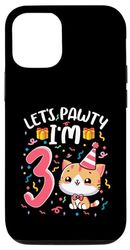 Custodia per iPhone 15 Pro Let's Pawty I'm 3 Year Girl Cat Kitten 3° compleanno