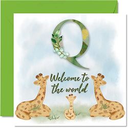 Nieuwe Baby Card Unisex - Welkom in de wereld Q - Gefeliciteerd Babykaarten Pasgeboren, Goed gedaan Gefeliciteerd Nieuwe Baby Kaarten, Welkom in de Wereld Home Gifts, 145mm x 145mm Baby Wenskaarten