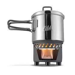Esbit Conjunto de cozinha para combustível seco, 585 ml, aço inoxidável, tamanho compacto embalado, ar livre, campismo, desporto