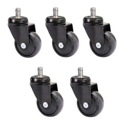 WAGNER Ultra-maniable 360° - 3C - roulettes pivotantes design/roulettes de meuble 5pcs. set - noir, souple, roulement à billes, tige 11 x 22 mm, Ø 50 mm, charge max. 50 kg/roulette - 02225261