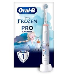 Oral-B Frozen Pro Junior Szczotrczka Elektryczna Dla Dzieci Powyżej 6 Lat, Z Postaciami Z Filmu Kraina Lodu, 1 Wymienna Końcówka z Okrągłą Główką, Miękka Dla Dziąseł, 1 Ładowarka, Z Technologią Braun