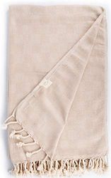 Bersuse 100% Algodón - Milas XXL Manta Toalla Turca - Multiusos Colcha de Cama, Funda de Sofa - Fouta para Baño y Playa, con Diseño de Diamante- Oeko-Tex - 150 x 230 cm, Beige