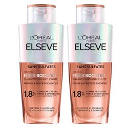 L'ORÉAL PARIS Elseve Fiber Booster - Shampoo anti-caduta, per capelli chiari, senza solfati, frenare la caduta e la ridensifia, arricchito con Aminexil-R, da uomo e donna, 2 x 200 ml