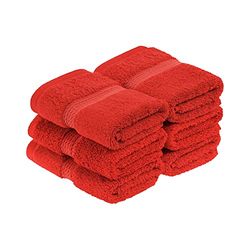 Superior Set de 6 Toallas faciales de algodón Egipcio, ultrasuaves, Esenciales, Gruesas y esponjosas, absorbentes, de Gran Peso, para baño de Invitados, Hotel, SPA, baño en casa, Ducha, Rojo