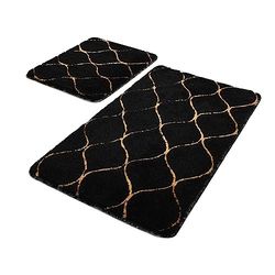 Set de alfombras de baño (2 piezas) negro y oro