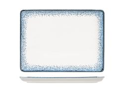 H&H Jupiter Piatto Rettangolare in Porcellana, 22x30cm, Design Moderno, Elegante, per servire le pietanze, Sfumature Blu