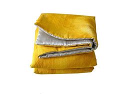 Giallo e argento coperta.Plaid divano e copriletto color senape. piumino giallo e grigio. Esclusivo on line, BeccaTextile Design.