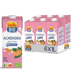 ISOLA BIO - Pack de 6 Unidades de 1 L de Bebida Ecológica Vegetal de Almendra - Sin Azúcares Añadidos y Libre de Gluten - Apto para Veganos - Ideal para Tomarla Fría o Helada