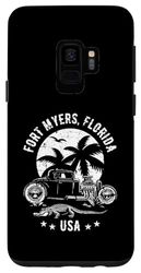 Carcasa para Galaxy S9 Fort Myers Florida Sunset Hotrod Alligator Diseño envejecido