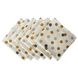 DII Roupa de mesa de sala de jantar de Natal decoração de cozinha de tecido metálico, algodão, confete de bolinhas prateadas e douradas, 50,8 x 50,8 cm (Set of 6), 6