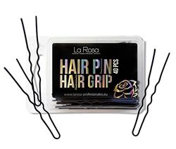 LaRosa Épingles à cheveux - En forme de U de 6.5 cm - En métal solide - Pour les salons de coiffure - 1 paquet de 40 pièces - Brun