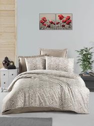 Nuit Des Rêves Satin King Quilt Cover Set (DE) – 100% bomull satin, 200 x 220 cm duvet, 2 x 80 x 80 cm örngott, 210 trådantal: cappuccino, maskintvättbar, elegant design
