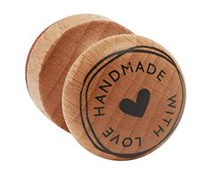 Rayher 29022000 Selo de madeira Handmade with love, diâmetro 3 cm
