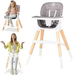 LIONELO Mona stoel 4 in 1 51 x 51 x 76 cm kinder tot 25 kg, kinder tot 5 jaar, maximale capaciteit tot 75 kg, voederstoel, lage stoel, barkruk, reisstoel, 3 stapsgewijze verstelling van het dienblad