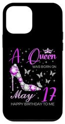 Custodia per iPhone 12 mini Una regina è nata il 17 maggio Happy Birthday To Me Purple